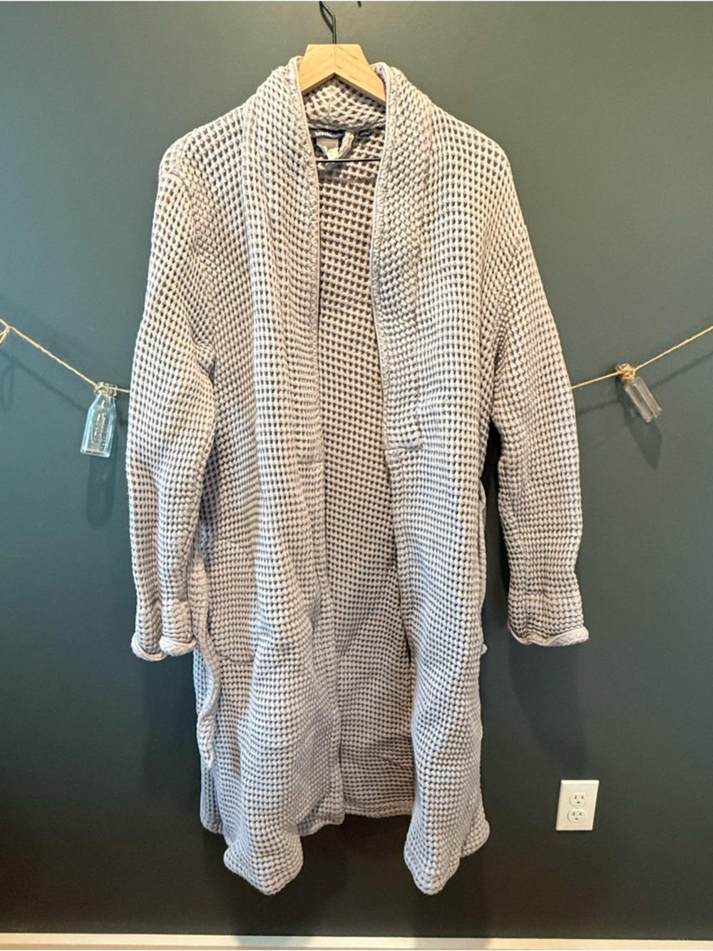 Brooklinen Waffle Knit Robe in Light Gray